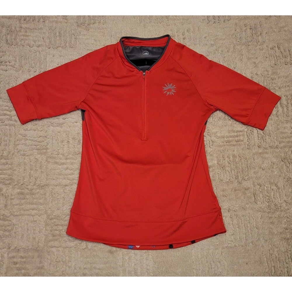 Zoic Shirt Mens Medium Red Gray Cycling Jersey Half Zip Pockets